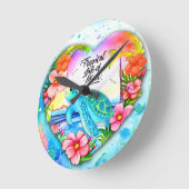 Zee Turtle Tropische gemoedstoestand Ronde Klok (Hoek)