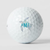 Zee Turtle Turquoise Monogram Titleist Pro V1 Golfballen (Voorkant)