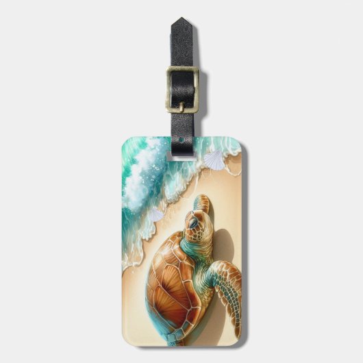 Zee Turtle Turquoise Ocean Bagagelabel (Voorkant verticaal)