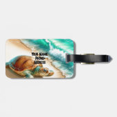 Zee Turtle Turquoise Ocean Bagagelabel (Achterkant horizontaal)