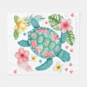 Zee Turtle Turquoise, Peach en Gold Beach House Fleece Deken (Voorkant (Horizontaal))