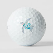 Zee Turtle Turquoise Script Initia Titleist Pro V1 Golfballen (Voorkant)