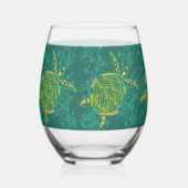 Zee Turtle Turquoise Wijnglas Zonder Voet (Voorkant)