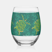 Zee Turtle Turquoise Wijnglas Zonder Voet (Achterkant)