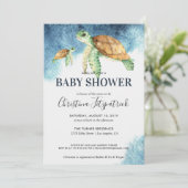 Zee Turtle | Uitnodiging tot Baby shower (Staand voorkant)