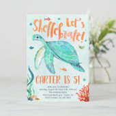 Zee Turtle verjaardagsfeestje Kaart (Staand voorkant)