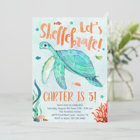 Zee Turtle verjaardagsfeestje Kaart (Staand voorkant)
