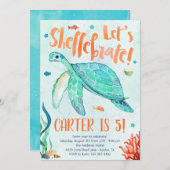 Zee Turtle verjaardagsfeestje Kaart (Voorkant / Achterkant)