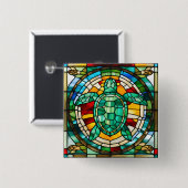 Zee Turtle Vierkante Button 5,1 Cm (Voorkant /achterkant)