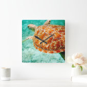 Zee Turtle Vierkante Klok (Huis)