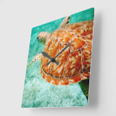 Zee Turtle Vierkante Klok (Hoek)