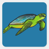 Zee Turtle Vierkante Sticker (Voorkant)