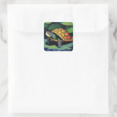 Zee Turtle Vierkante Sticker (Tas)