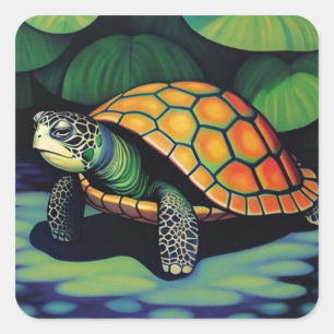 Zee Turtle Vierkante Sticker