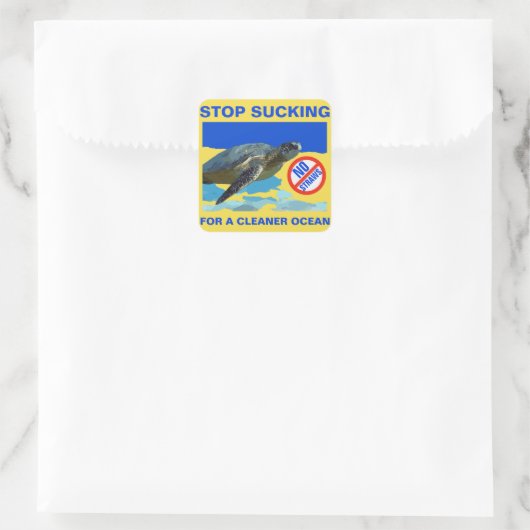 ZEE TURTLE VIERKANTE STICKER (Tas)