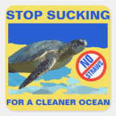 ZEE TURTLE VIERKANTE STICKER (Voorkant)