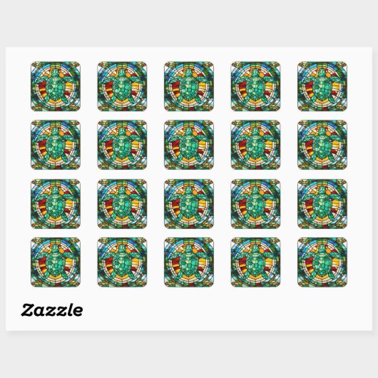 Zee Turtle Vierkante Sticker (Vel)