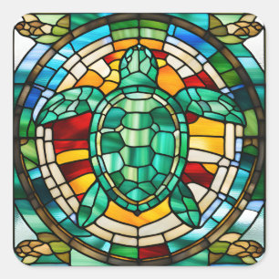 Zee Turtle Vierkante Sticker