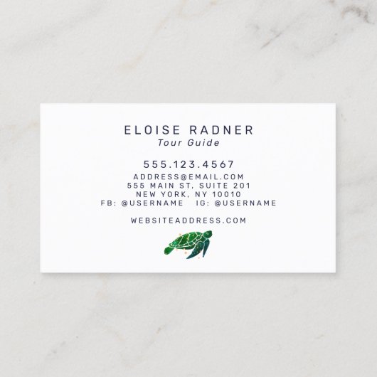 Zee Turtle Visitekaartje (Achterkant)