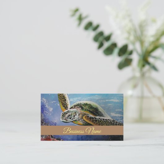 Zee Turtle Visitekaartje (Staand voorkant)