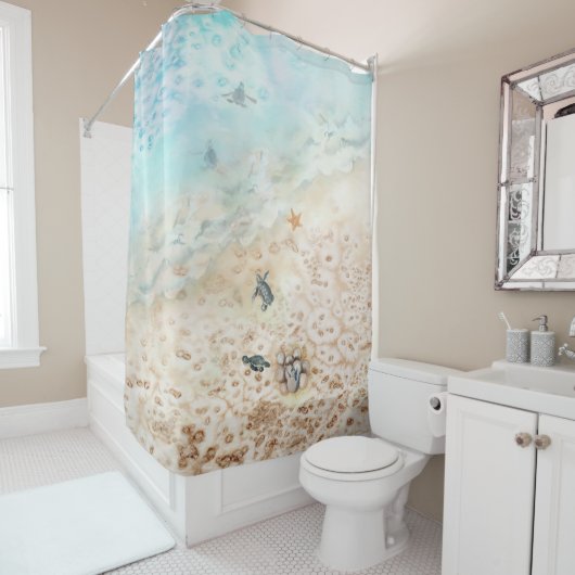 Zee Turtle Voyage Douchegordijn (In situ)