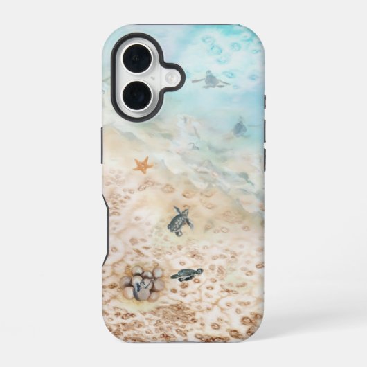 Zee Turtle Voyage iPhone 16 Hoesje (Achterkant)