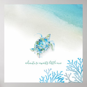 Zee Turtle Wall Art voor de woestenij Poster