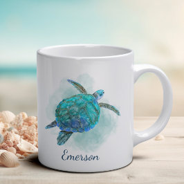 Zee Turtle Waterverf Aqua Blue op maat Koffiemok