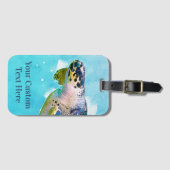 Zee Turtle Waterverf Beach Vakantie Bagagelabel (Voorkant (horizontaal))