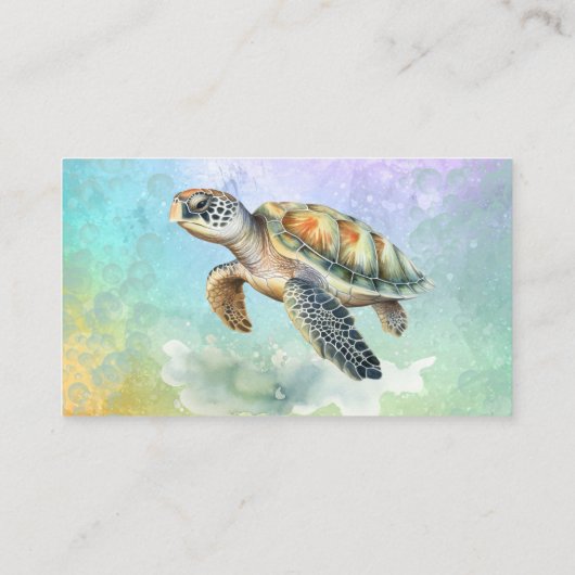 Zee Turtle Waterverf Bubbles Luier Raffle Visitekaartje (Achterkant)