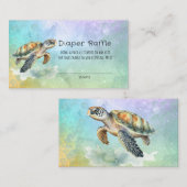 Zee Turtle Waterverf Bubbles Luier Raffle Visitekaartje (Voorkant / Achterkant)