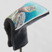 Zee Turtle Waterverf Green Golfheadcover (3/4 voorkant)