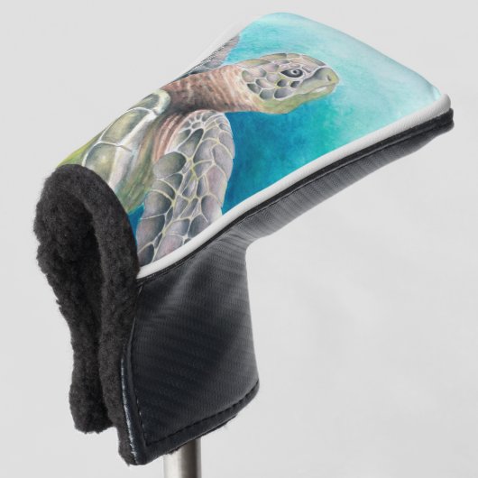Zee Turtle Waterverf Green Golfheadcover (3/4 voorkant)