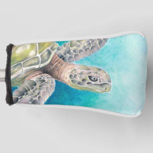 Zee Turtle Waterverf Green Golfheadcover (Voorkant)