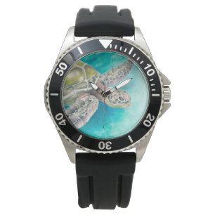 Zee Turtle Waterverf Green Horloge