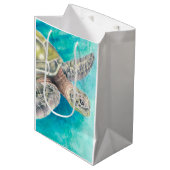 Zee Turtle Waterverf Green Medium Cadeauzakje (Voorkant Gekanteld)