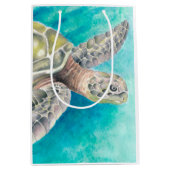 Zee Turtle Waterverf Green Medium Cadeauzakje (Voorkant)