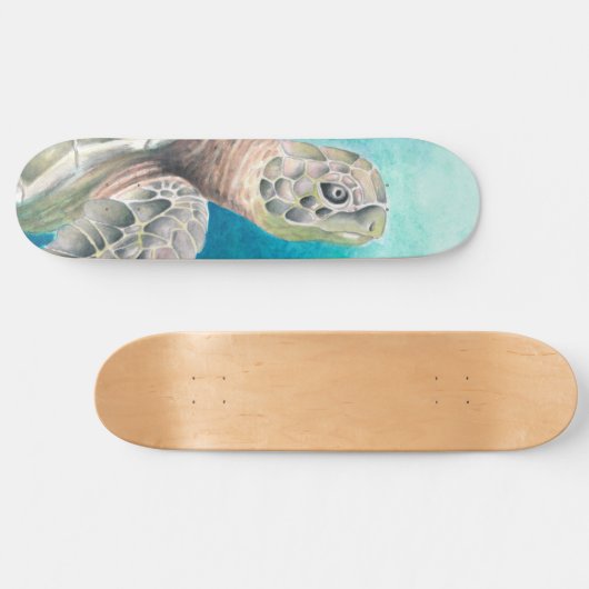 Zee Turtle Waterverf Green Persoonlijk Skateboard (Horizontaal)