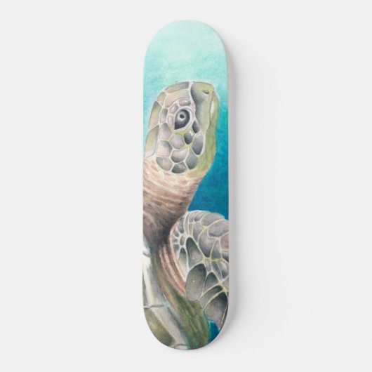 Zee Turtle Waterverf Green Persoonlijk Skateboard (Voorkant)
