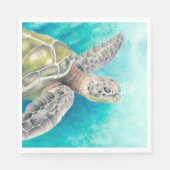 Zee Turtle Waterverf Green Servet (Voorkant)
