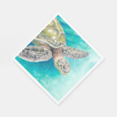 Zee Turtle Waterverf Green Servet (Hoek)