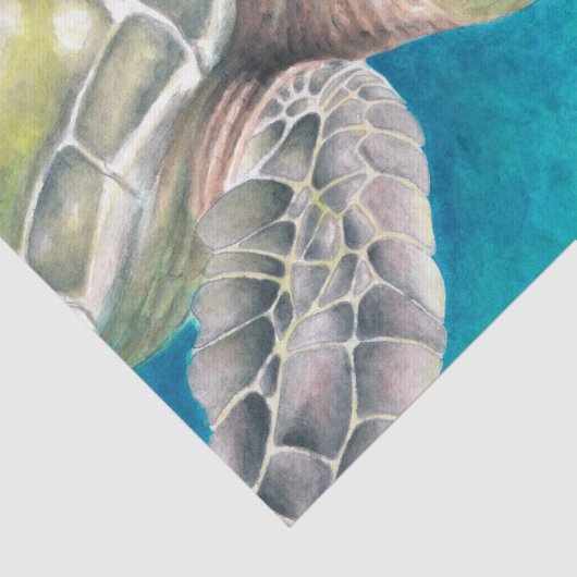 Zee Turtle Waterverf Green Tissuepapier (Detail)