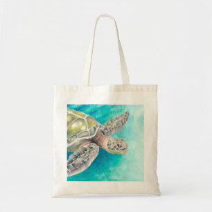 Zee Turtle Waterverf Green Tote Bag