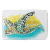 Zee Turtle Waterverf Inkt Groen Badmat (Voorkant)