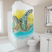 Zee Turtle Waterverf Inkt Groen Douchegordijn (In situ)