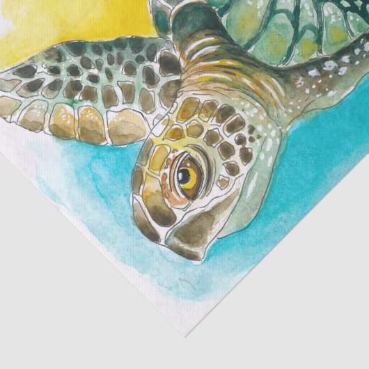 Zee Turtle Waterverf Inkt Groen Tissuepapier