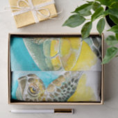Zee Turtle Waterverf Inkt Groen Tissuepapier (Geschenk)