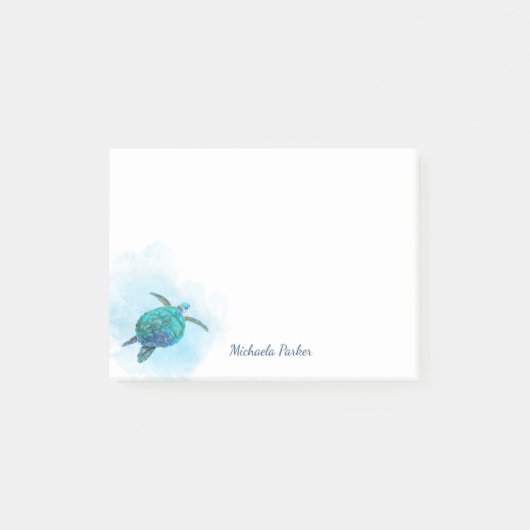 Zee Turtle Waterverf Ocean Personalized Post-it® Notes (Voorkant)