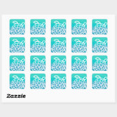 Zee Turtle Waterverf Ocean Vierkante Sticker (Vel)