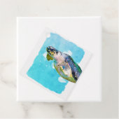 Zee Turtle Waterverf School Valentijnsdag Bedankjes Labels (In situ)